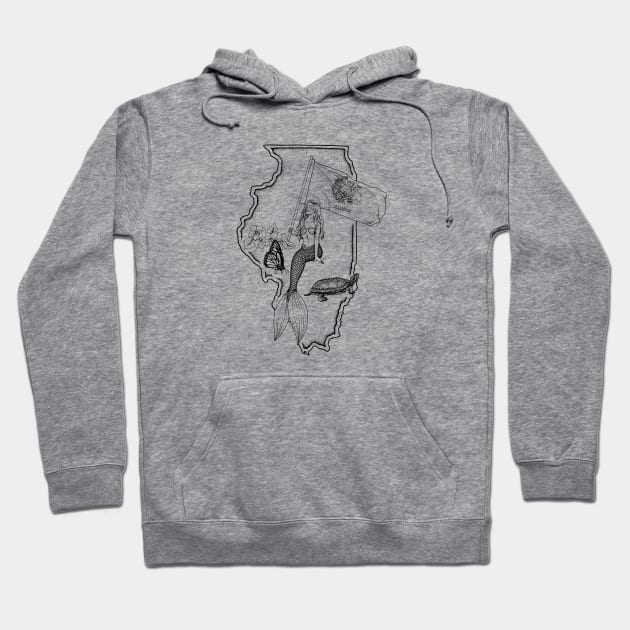 Illinois Mermaid Hoodie by Elizabeth Weglein Art